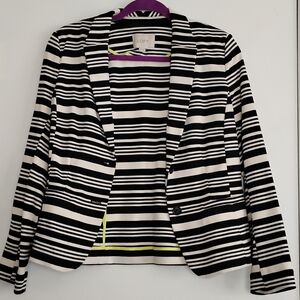 LOFT Women's Striped Blazer in Black and White
